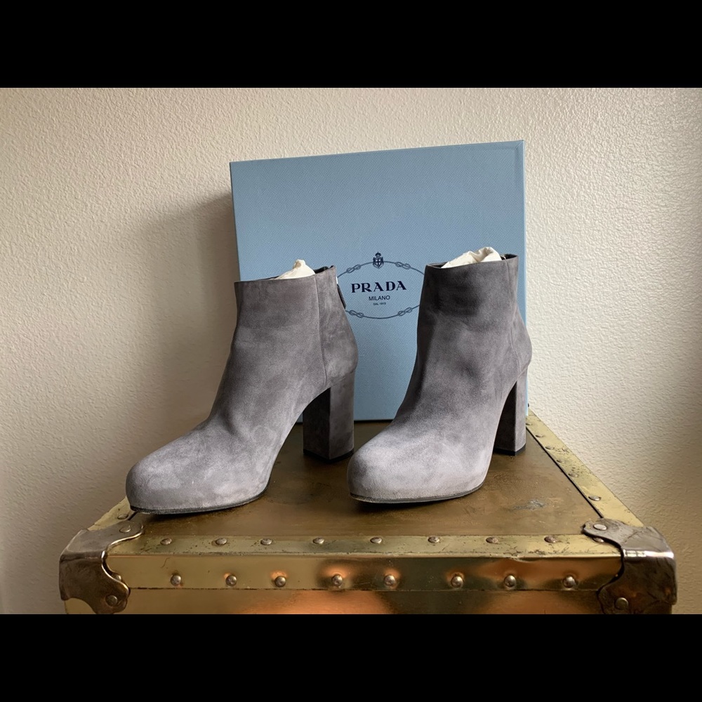 *Almost* NEW gray suede Prada boots. Worn twice!